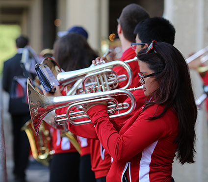 Photo of band students playing instruments