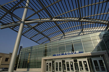 Photo of the The UIC Forum, which will be renamed the Isadore and Sadie Dorin Forum at UIC